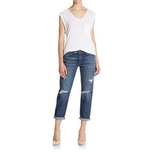 Joe’s Jeans Aura Cropped Distressed Boyfriend Jeans in Aura Medium Wash Size 28